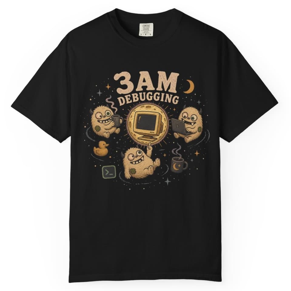 3AM Debugging t-shirt in Black, photo 1