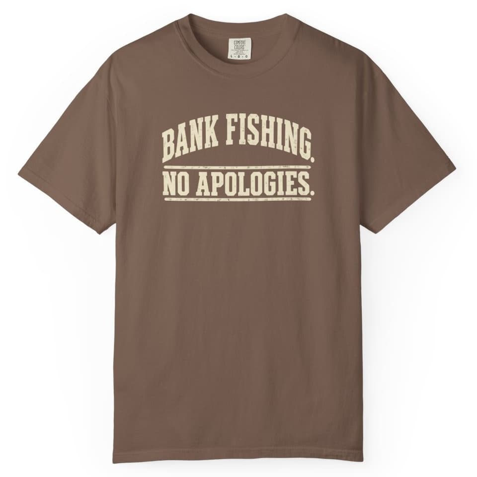 Bank Fishing. No Apologies. t-shirt in Moss, photo 4