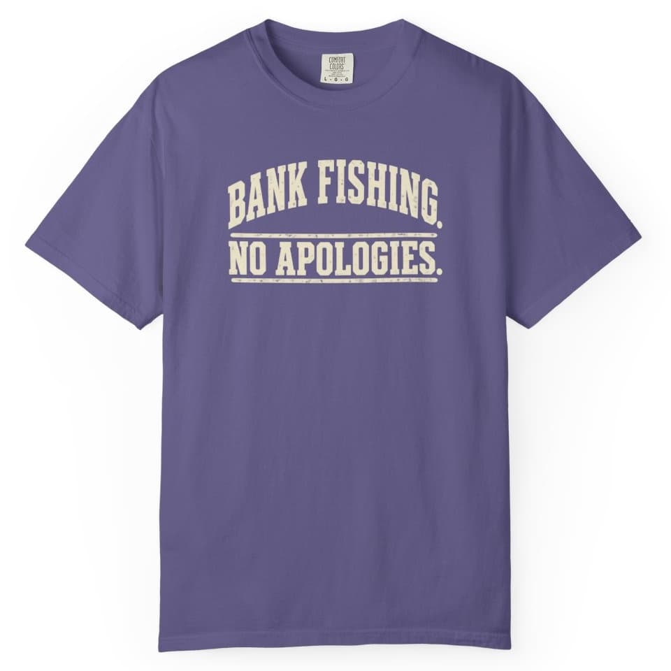 Bank Fishing. No Apologies. t-shirt in Moss, photo 7