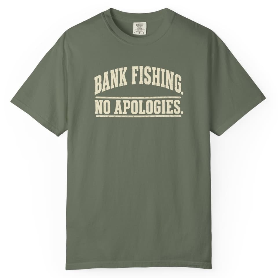Bank Fishing. No Apologies. t-shirt in Moss, photo 1