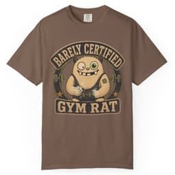 Barely Certified Gym Rat t-shirt in Espresso, thumbnail 1