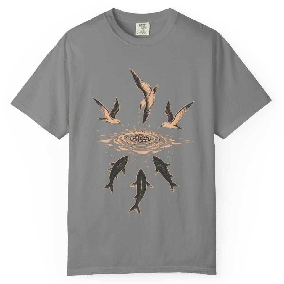 Birds Working Offshore Fishing Shirt t-shirt in Granite, photo 1