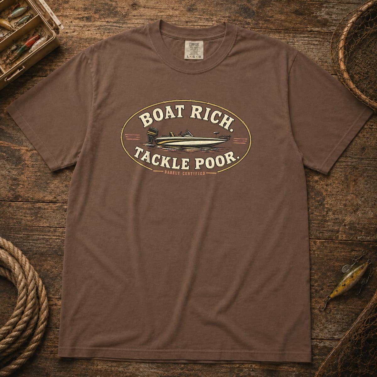 Boat Rich. Tackle Poor. t-shirt in Espresso, photo 1