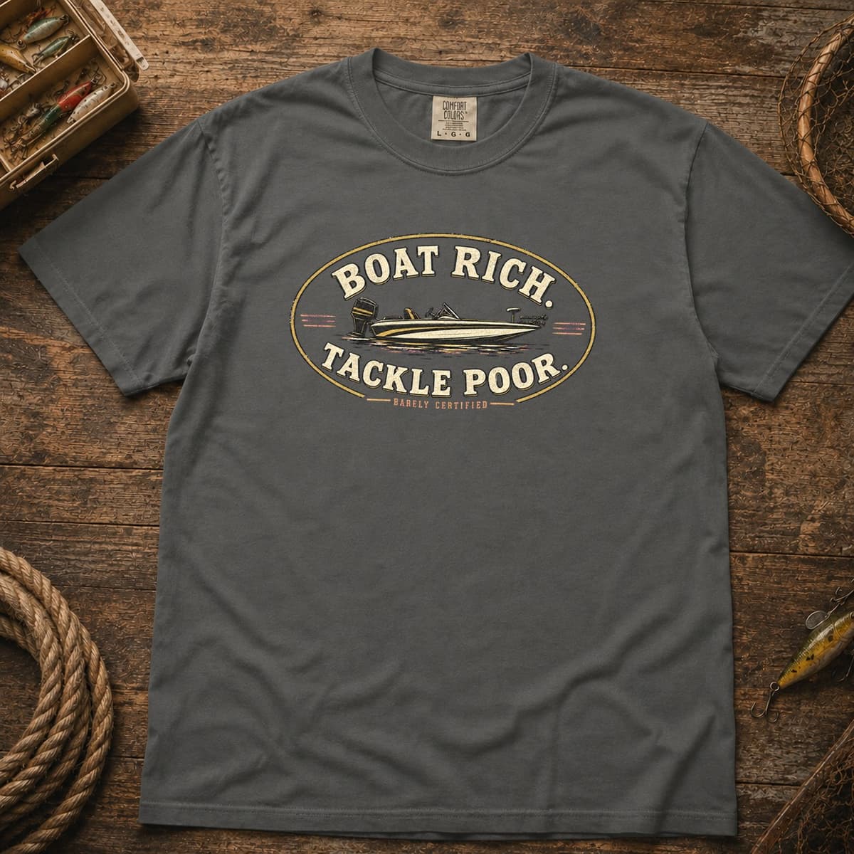 Boat Rich. Tackle Poor. t-shirt in Espresso, photo 4