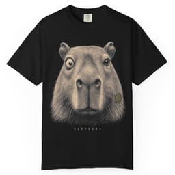 Deadpan Capybara Portrait t-shirt in Brick, thumbnail 2