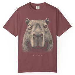 Deadpan Capybara Portrait t-shirt in Brick, thumbnail 1