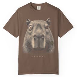 Deadpan Capybara Portrait t-shirt in Brick, thumbnail 4