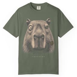 Deadpan Capybara Portrait t-shirt in Brick, thumbnail 6