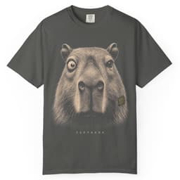 Deadpan Capybara Portrait t-shirt in Brick, thumbnail 5