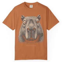 Deadpan Capybara Portrait t-shirt in Brick, thumbnail 10