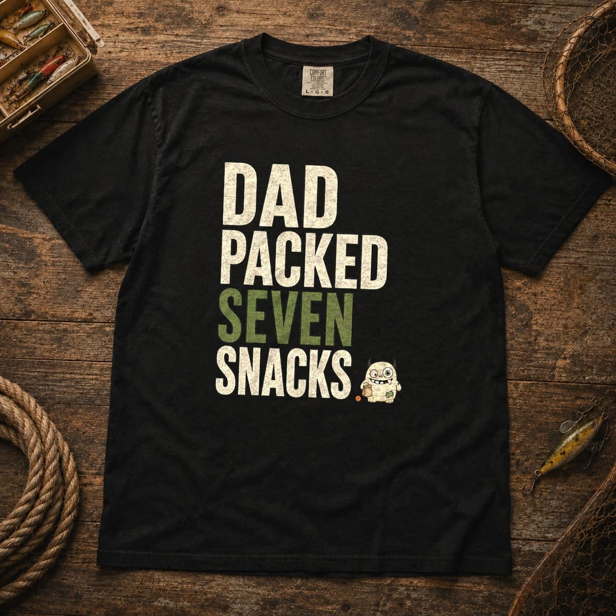 Dad Packed Seven Snacks t-shirt in Black, photo 1