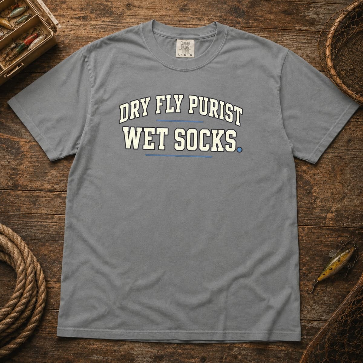 Dry Fly Purist. Wet Socks. t-shirt in Pepper, photo 7
