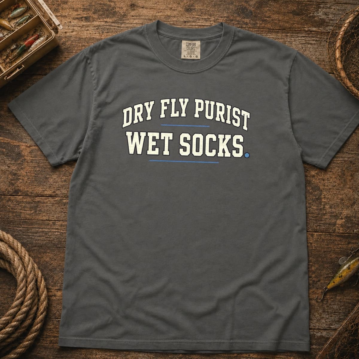 Dry Fly Purist. Wet Socks. t-shirt in Pepper, photo 1