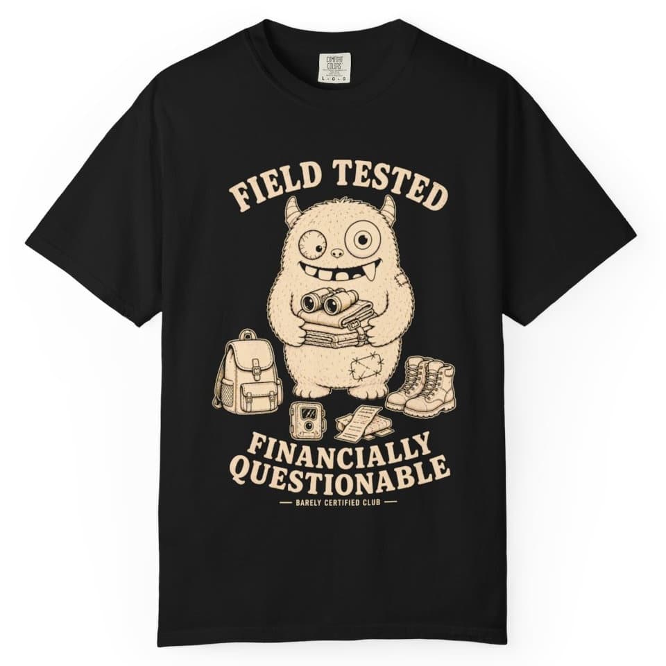 Financially Questionable Camo Hunting Shirt t-shirt in Black, photo 1