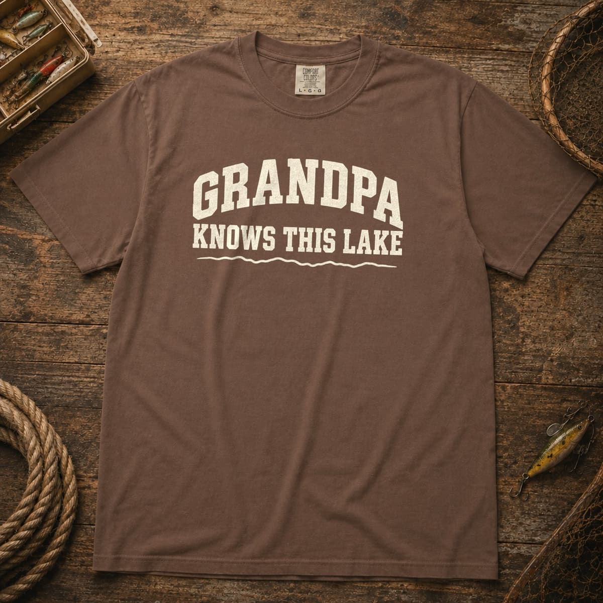 Grandpa Knows This Lake t-shirt in Granite, photo 4