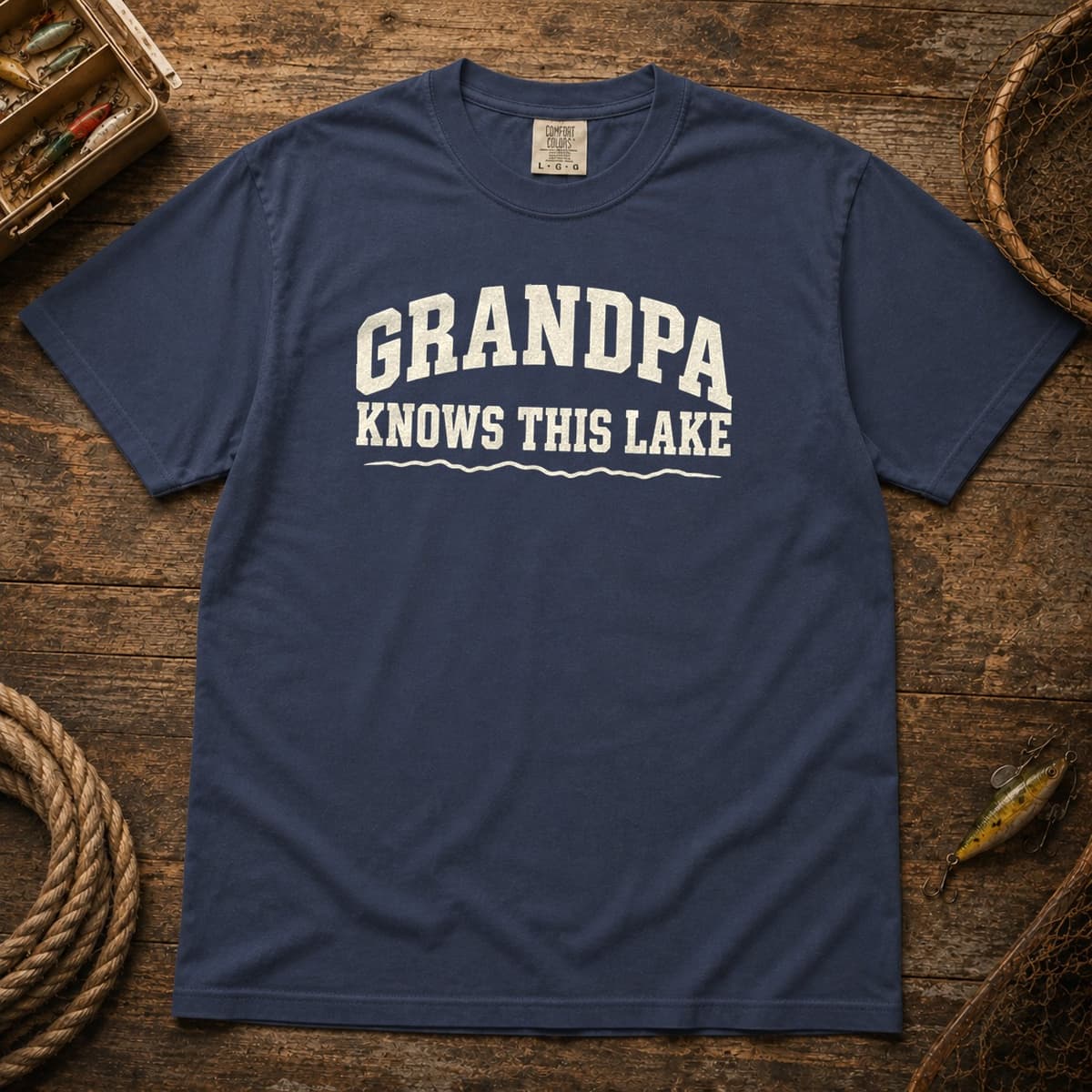 Grandpa Knows This Lake t-shirt in Granite, photo 3