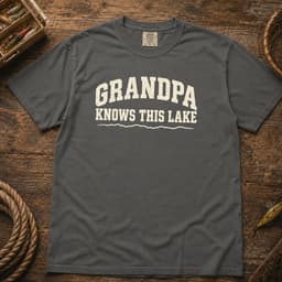 Grandpa Knows This Lake t-shirt in Granite, thumbnail 5