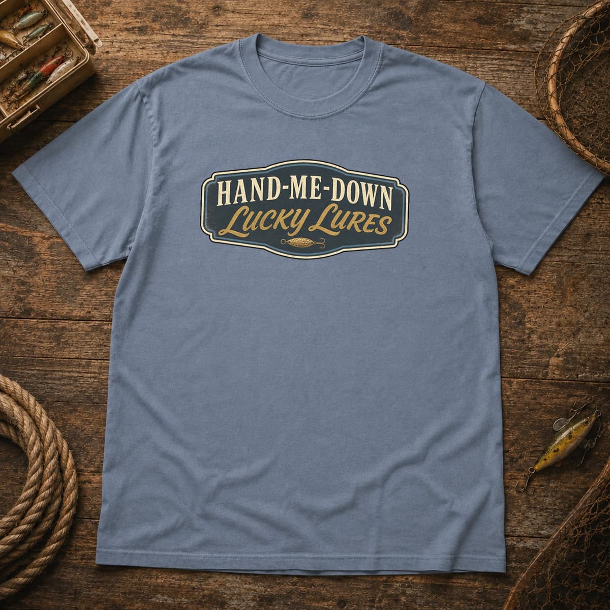 Hand-Me-Down Lucky Lures t-shirt in Granite, photo 8