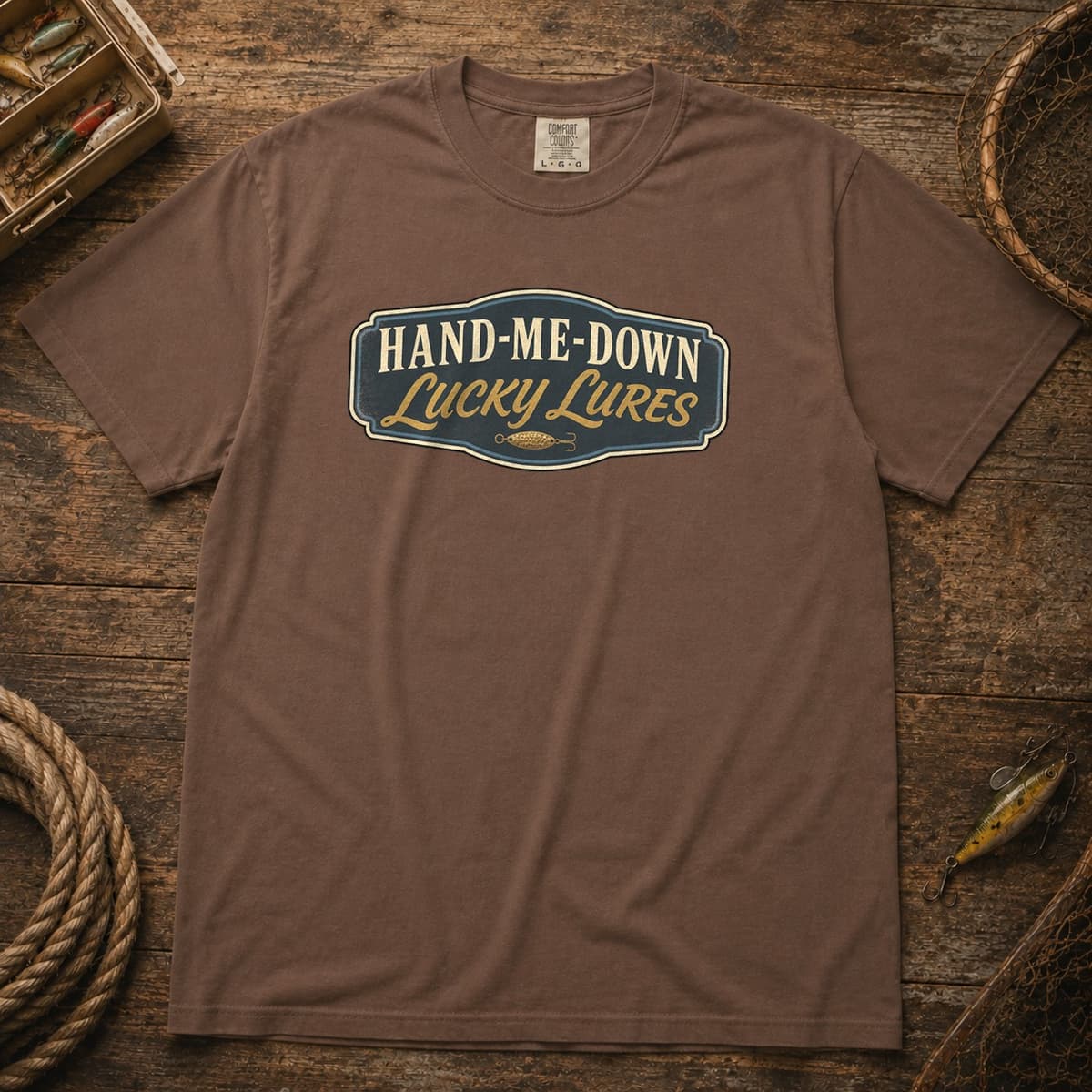 Hand-Me-Down Lucky Lures t-shirt in Granite, photo 4