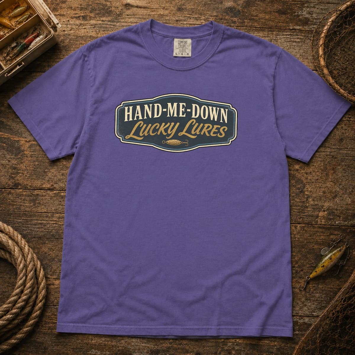 Hand-Me-Down Lucky Lures t-shirt in Granite, photo 7