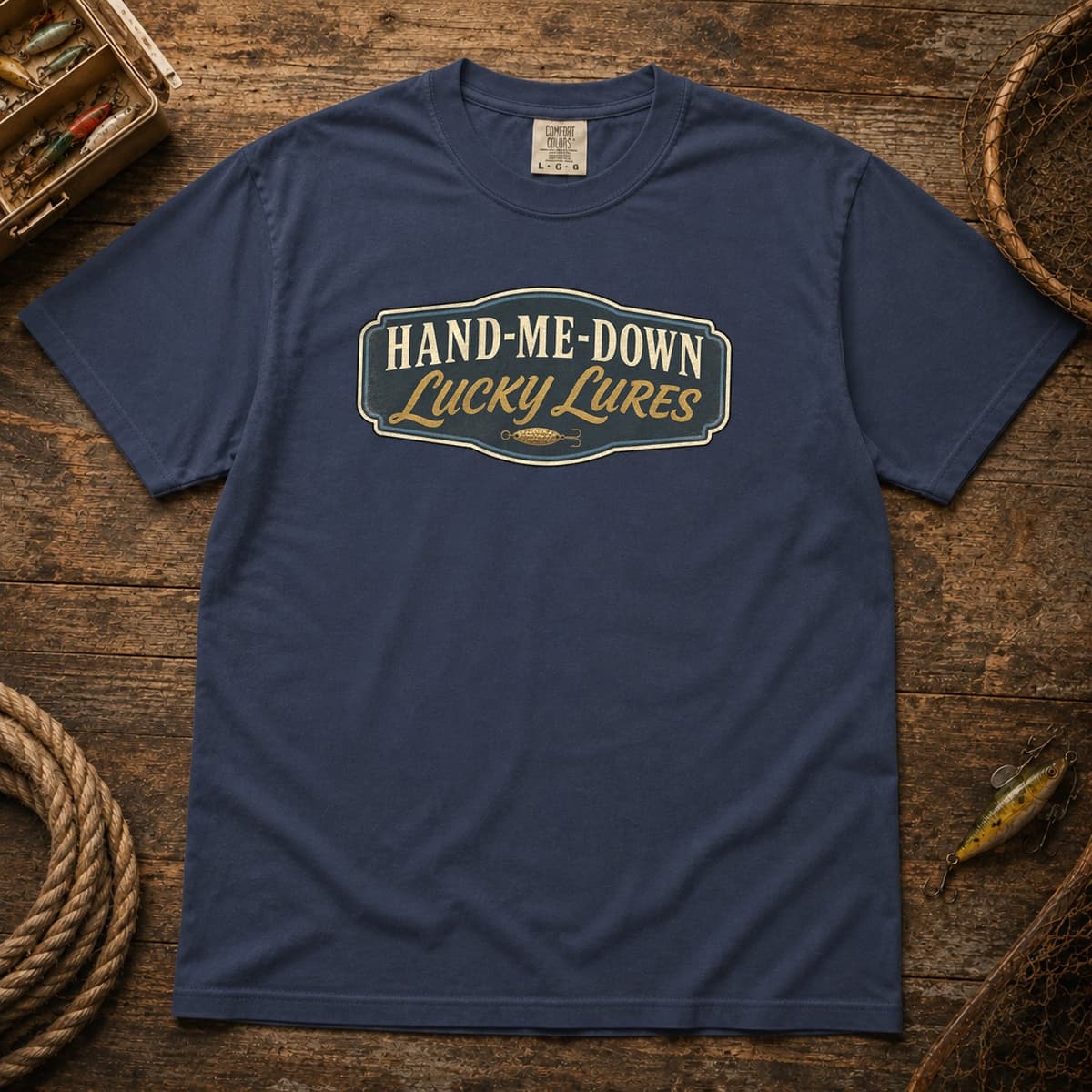 Hand-Me-Down Lucky Lures t-shirt in Granite, photo 3