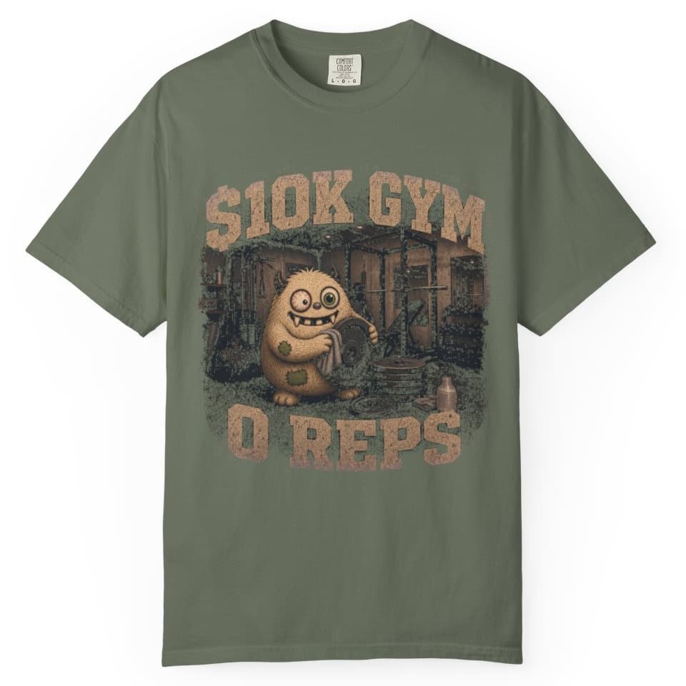 Ten Thousand Dollar Gym t-shirt in Moss, photo 1