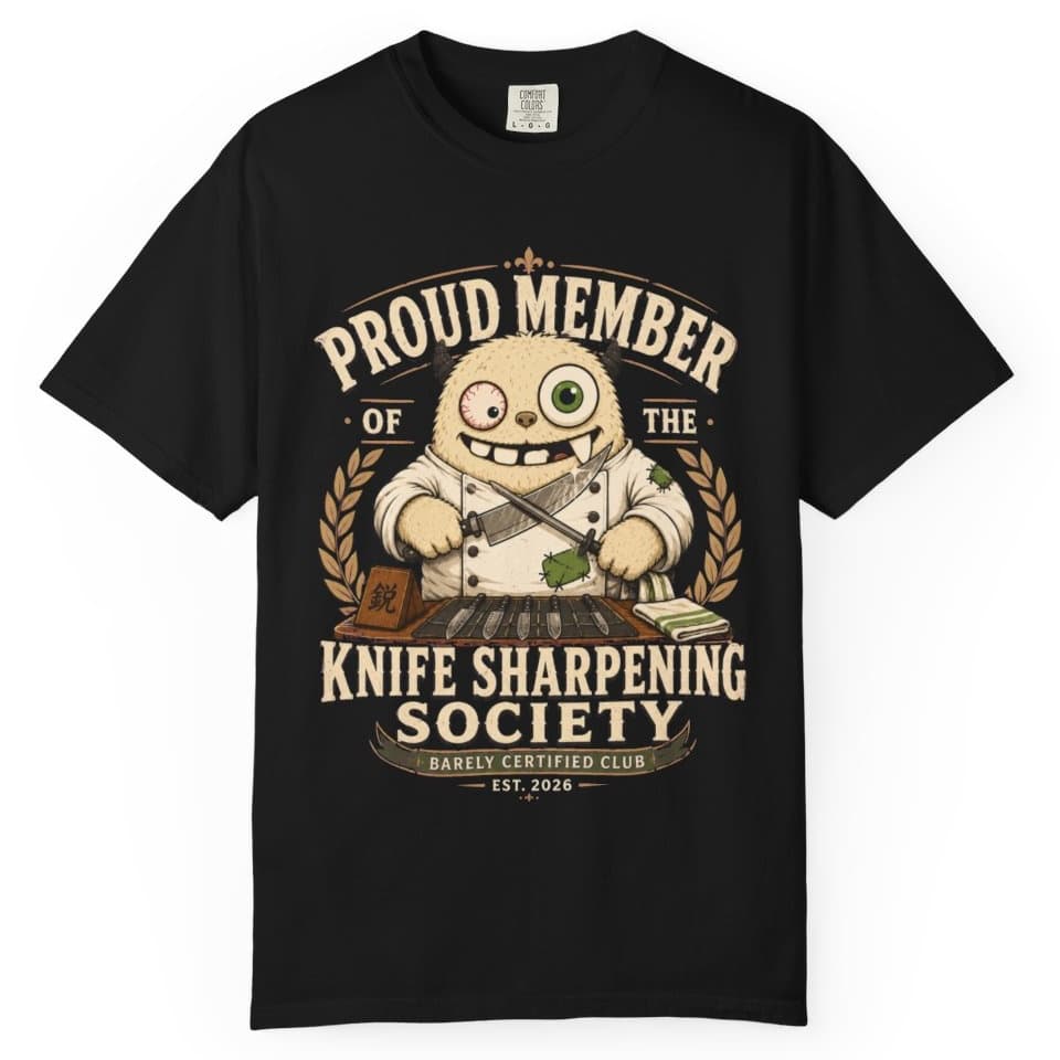 Knife Sharpening Society t-shirt, alternate view