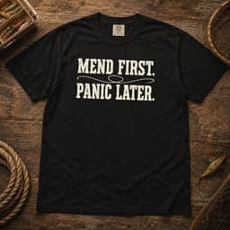 Mend First. Panic Later. t-shirt in Moss, thumbnail 2