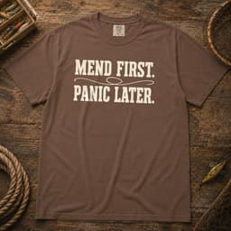 Mend First. Panic Later. t-shirt in Moss, thumbnail 4