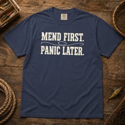 Mend First. Panic Later. t-shirt in Moss, thumbnail 3