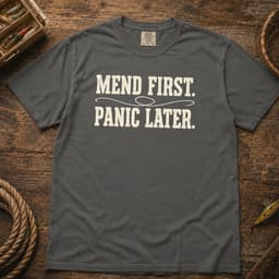 Mend First. Panic Later. t-shirt in Moss, thumbnail 5
