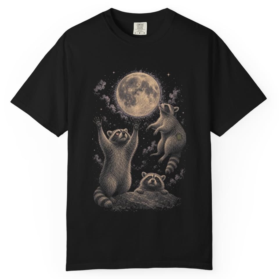 Raccoon Moon Meeting t-shirt in Blue Jean, photo 2