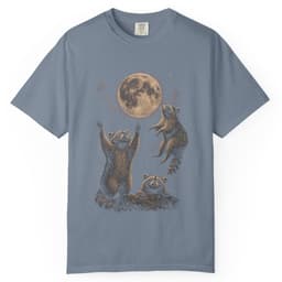 Raccoon Moon Meeting t-shirt in Blue Jean, thumbnail 1
