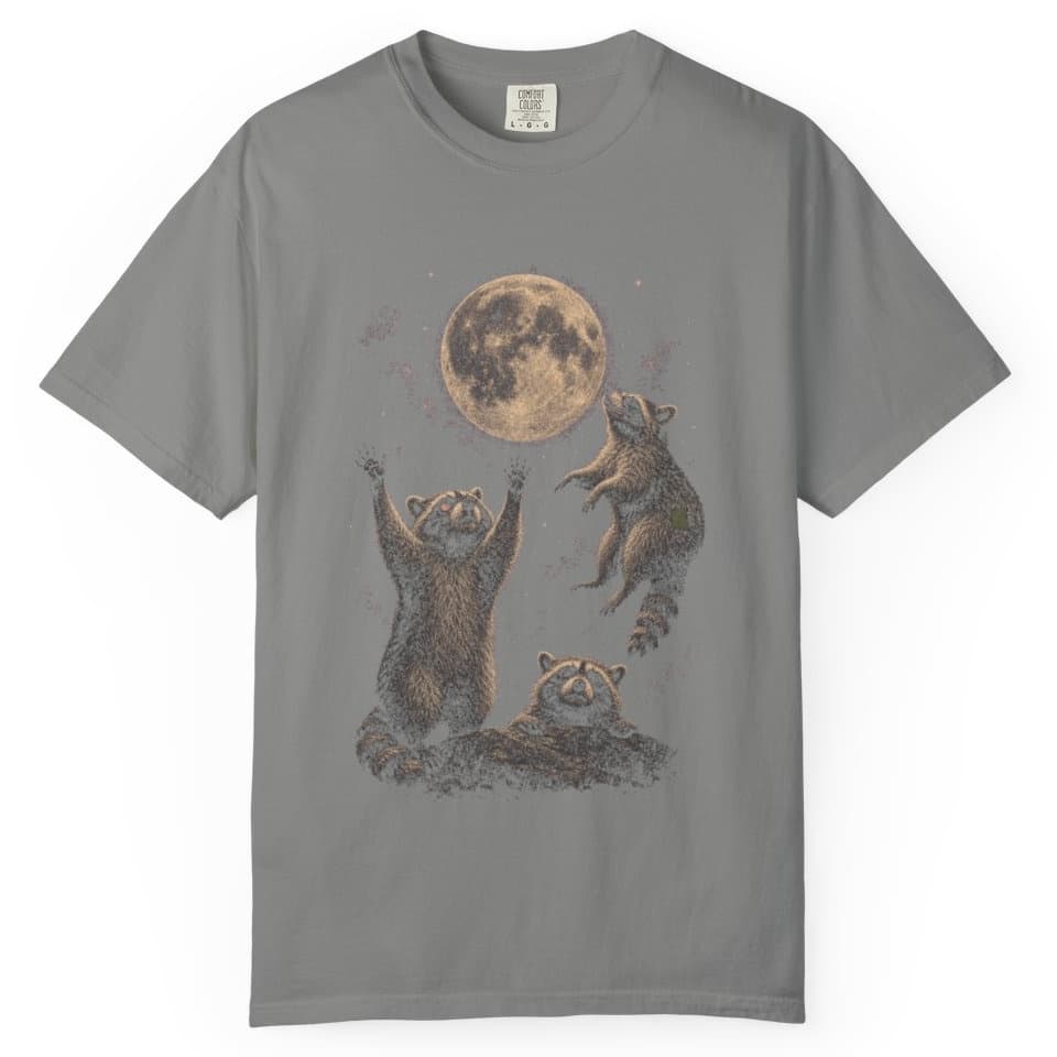 Raccoon Moon Meeting t-shirt in Blue Jean, photo 8