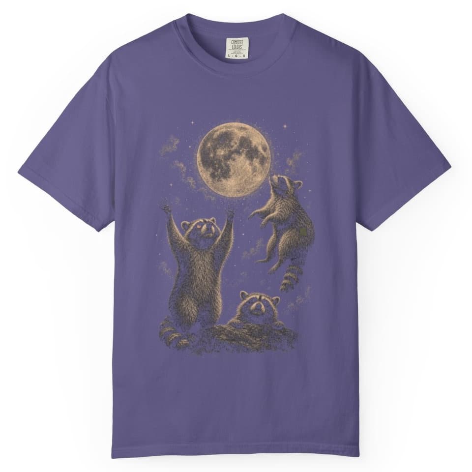 Raccoon Moon Meeting t-shirt in Blue Jean, photo 7