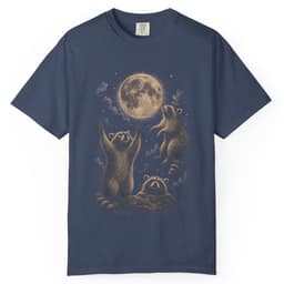Raccoon Moon Meeting t-shirt in Blue Jean, thumbnail 3