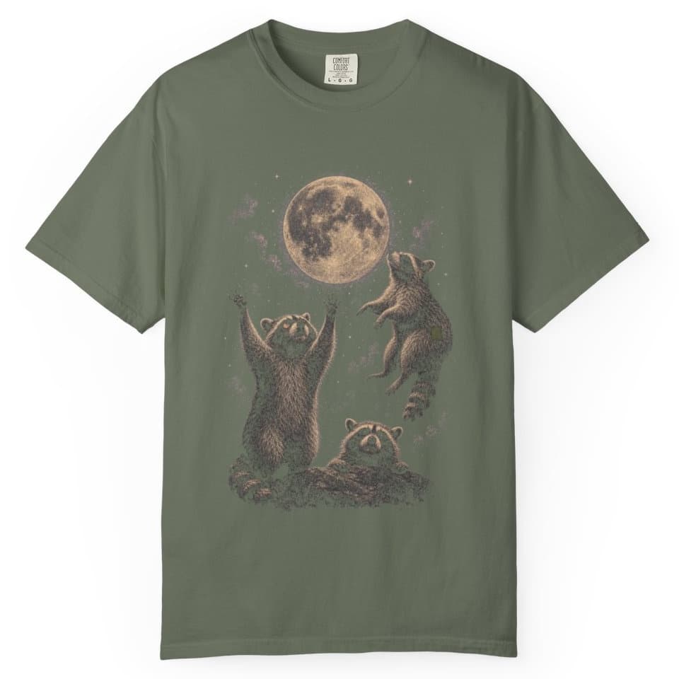 Raccoon Moon Meeting t-shirt in Blue Jean, photo 6