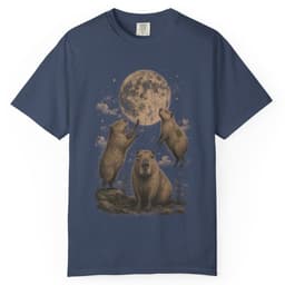 Capybara Moon Meeting t-shirt in Black, thumbnail 2