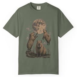 Capybara Moon Meeting t-shirt in Black, thumbnail 5