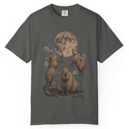 Capybara Moon Meeting t-shirt in Black, thumbnail 4