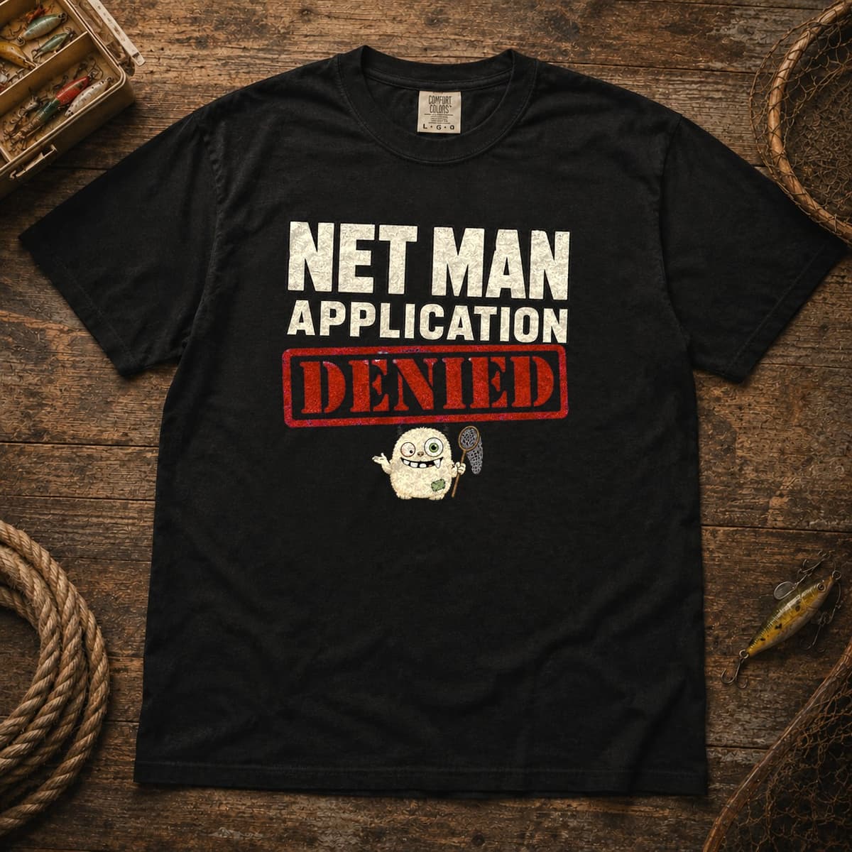 Net Man Application Denied t-shirt in Black, photo 1