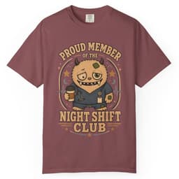 Night Shift Club t-shirt in Brick, thumbnail 1