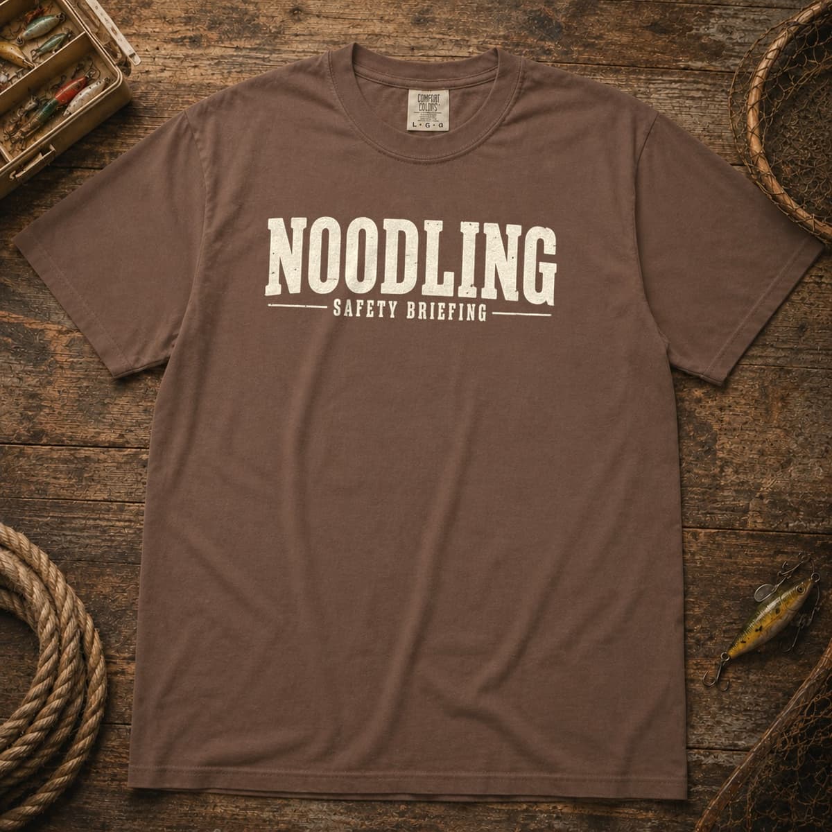 Noodling Safety Briefing t-shirt in Espresso, photo 1