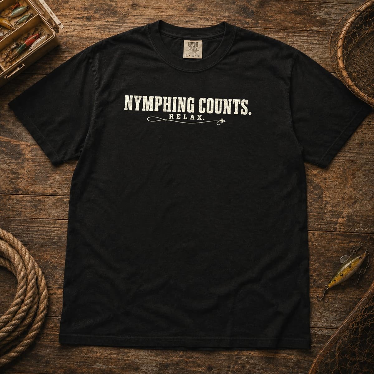 Nymphing Counts. Relax. t-shirt in Espresso, photo 2