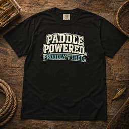 Paddle Powered. Proudly Tired. t-shirt in Black, thumbnail 1