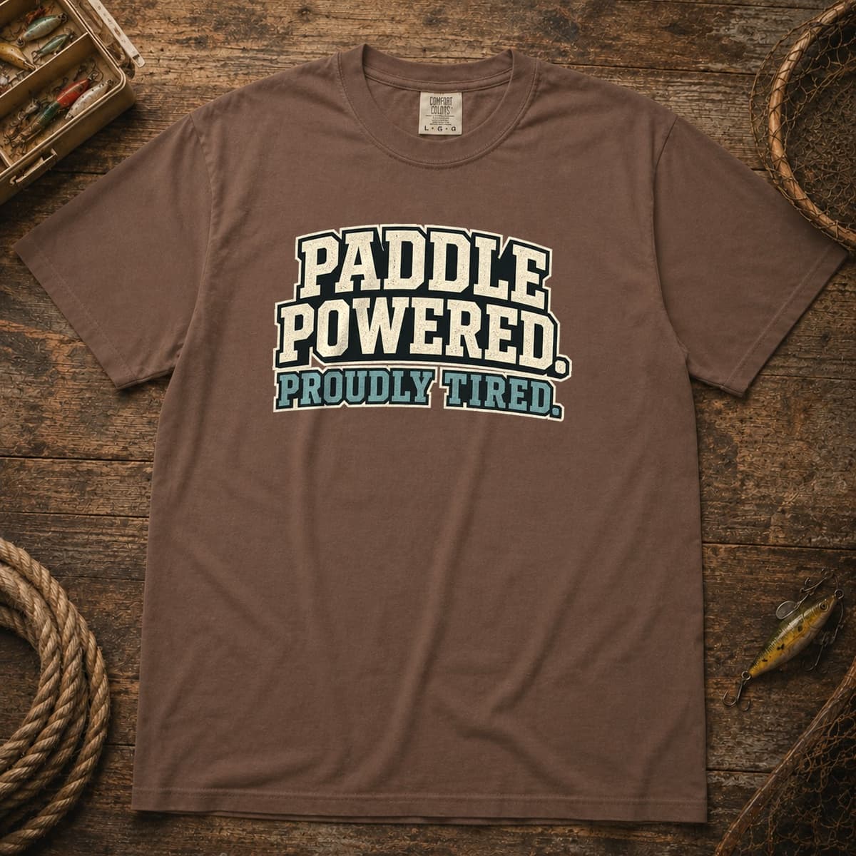 Paddle Powered. Proudly Tired. t-shirt in Black, photo 3