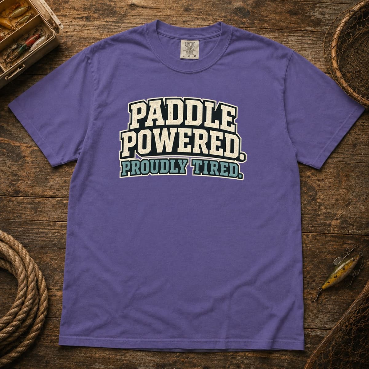 Paddle Powered. Proudly Tired. t-shirt in Black, photo 6