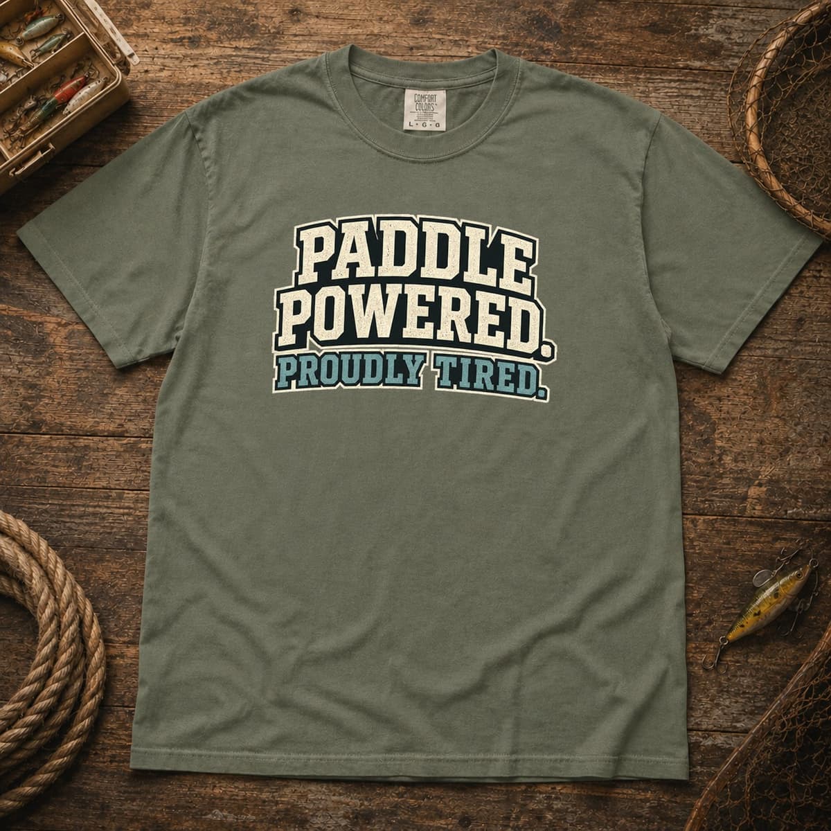 Paddle Powered. Proudly Tired. t-shirt in Black, photo 5