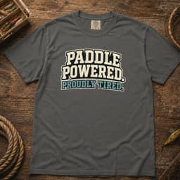 Paddle Powered. Proudly Tired. t-shirt in Black, thumbnail 4