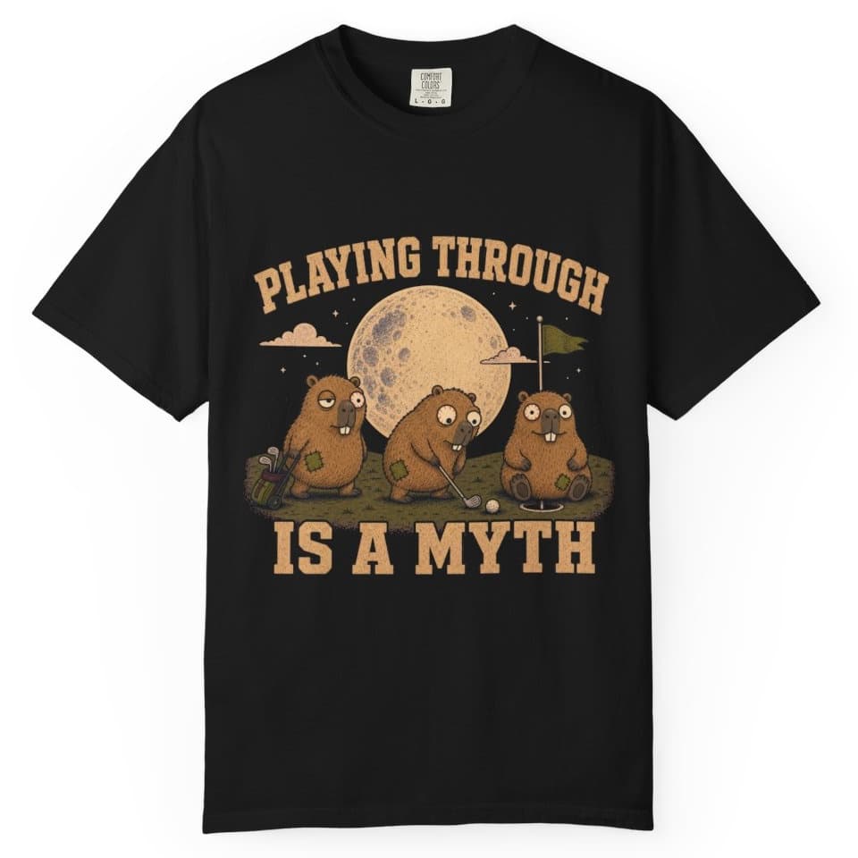 Playing Through Is A Myth t-shirt in Yam, photo 2